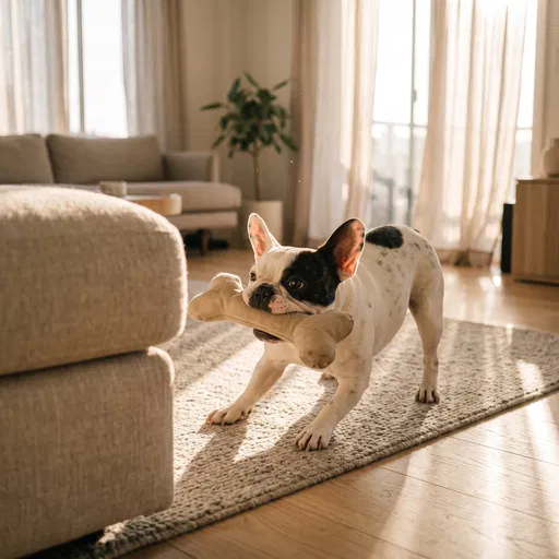 French Bulldog Playing With Bone Toy