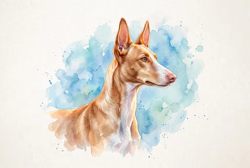 Watercolor Portrait of an Ibizan Hound