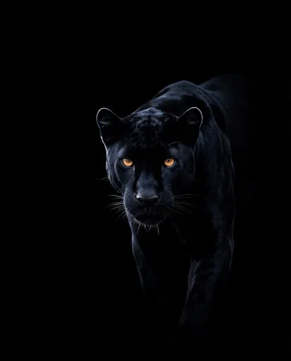 Black Panther Emerging From Pitch Darkness