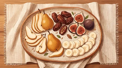 Stylized Fruit Platter Flat Lay Illustration
