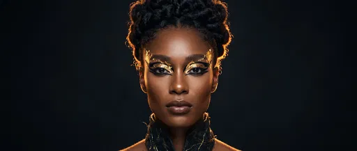 Woman Wearing Gold Leaf Graphic Makeup