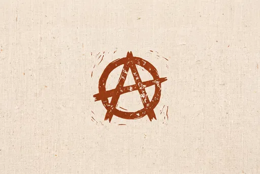Linocut Anarchy Symbol on Linen