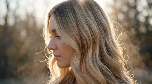 Backlit Woman With Wavy Blonde Hair