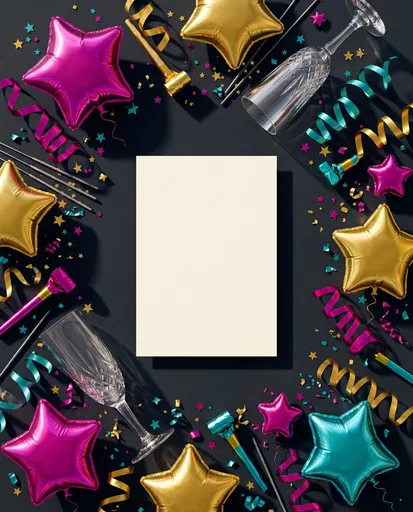 Festive Party Flat Lay with Blank Card
