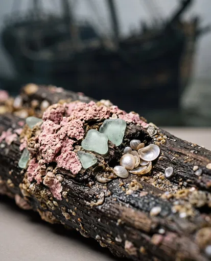 Encrusted Driftwood With Sea Glass and Shells