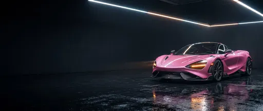 Metallic Pink Supercar in Dark Studio