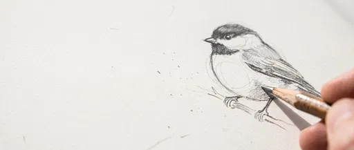Graphite Pencil Sketch of a Chickadee