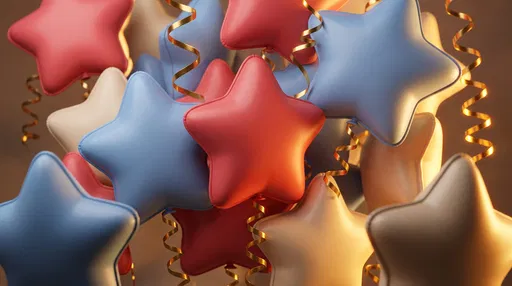 Pastel Star Balloons With Gold Ribbons