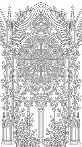 Gothic Cathedral Rose Window Coloring Page