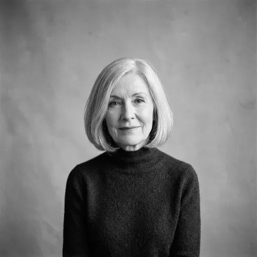 Monochrome Portrait of Senior Woman with Bob