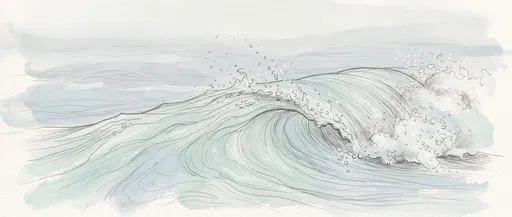 Graphite and Pastel Wave Crest Illustration