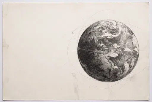 Graphite Pencil Drawing of Planet Earth