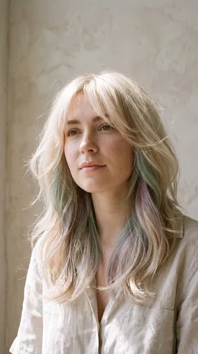 Woman With Blonde Pastel Streaked Hair
