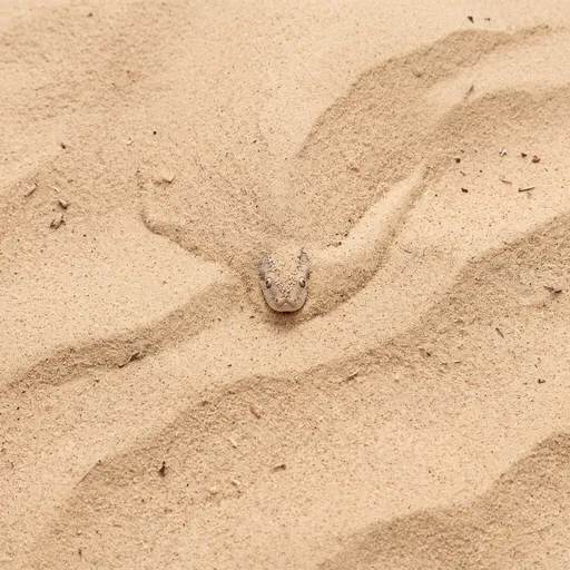 Camouflaged Snake Buried in Desert Sand