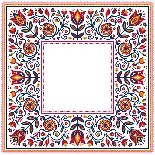 Nordic Folk Art Floral Square Frame