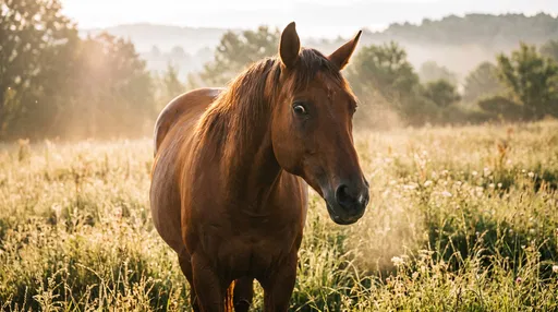 Brown Horse Giving Side Eye in Meadow
