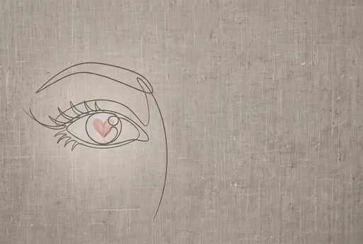 Line Art Eye With Pink Heart