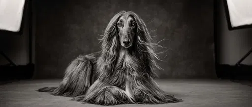 Black and White Afghan Hound Studio Portrait