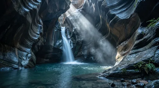 Hidden Waterfall in Sculpted Slot Canyon