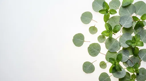 Eucalyptus and Mint Leaves Flat Lay