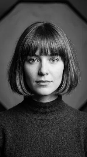 Monochrome Portrait of Woman with Bob