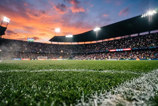 Soccer Stadium Turf at Sunset