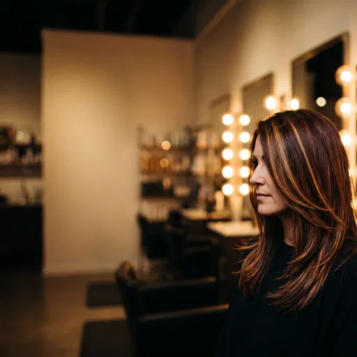 Woman With Highlighted Hair In Salon