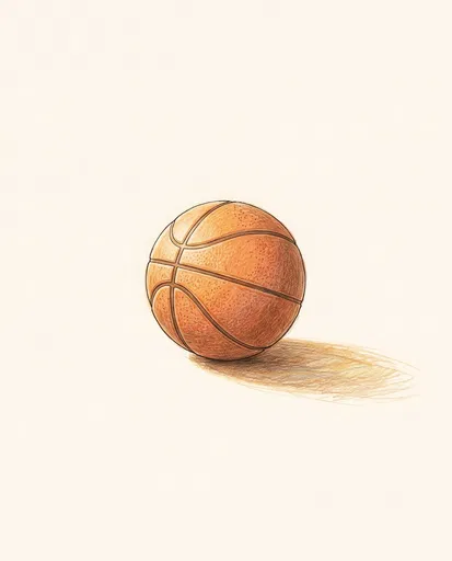 Minimalist Colored Pencil Basketball Drawing