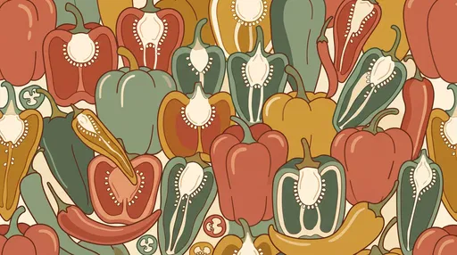 Muted Flat Illustration Pattern of Assorted Peppers