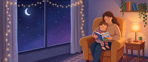 Mother Reading Bedtime Story to Toddler