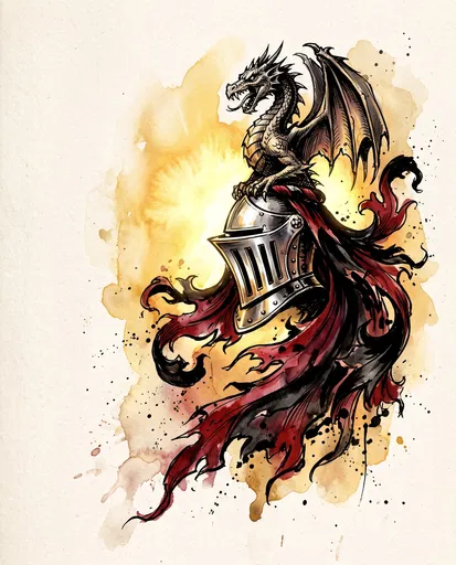 Heraldic Dragon Crest on Knight Helm