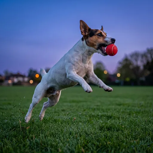 Jack Russell Terrier Catching Red Ball