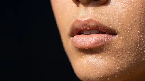Macro Close-Up of Hydrated Skin and Lips