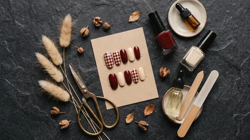 Autumn Houndstooth Manicure Flat Lay