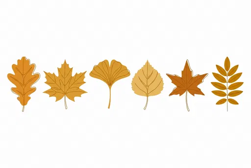 Six Golden Autumn Leaves Clipart Set