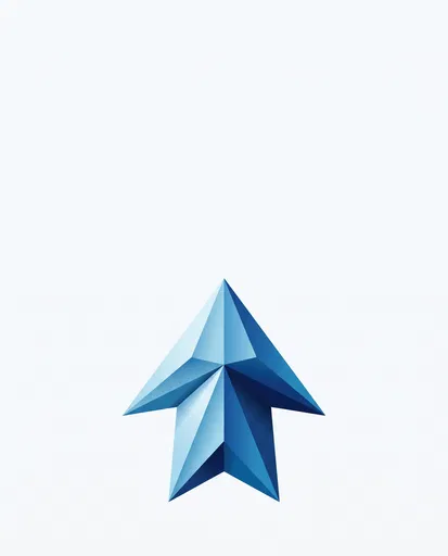 Blue Origami Faceted Upward Arrow
