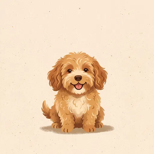 Cute Fluffy Caramel Cockapoo Puppy Illustration