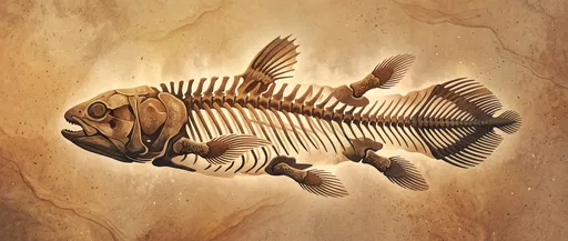 Fossilized Coelacanth Skeleton Graphic Illustration