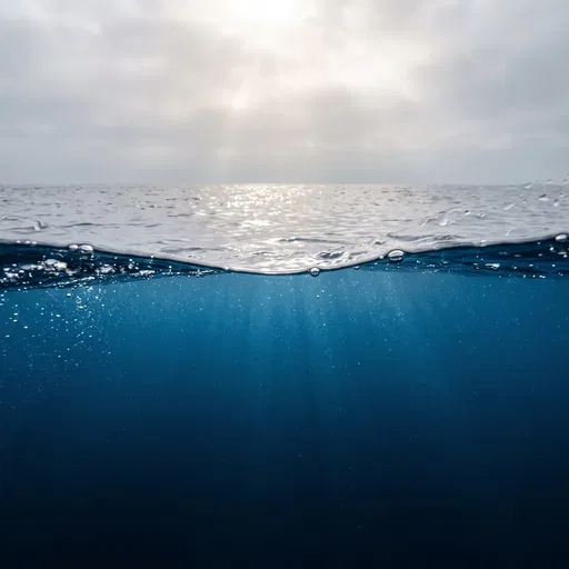 Split View of Open Ocean Waterline