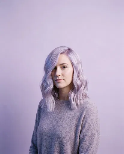 Woman With Pastel Lavender Wavy Lob