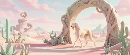 Stylized Hound in Pastel Desert
