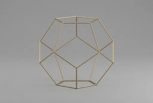Minimalist Brass Geometric Wireframe Polyhedron