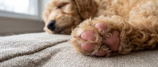 Sleeping Goldendoodle Puppy Paw Close-Up