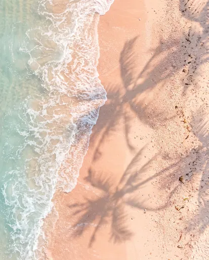Aerial View of Pastel Beach Shoreline