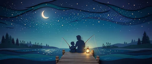 Paper Craft Father and Child Fishing