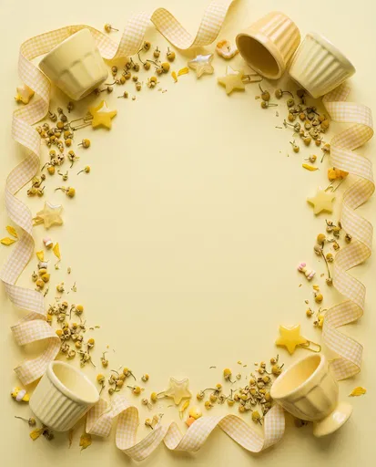 Butter Yellow Flat Lay Border Background