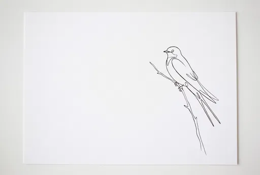 Minimalist Line Drawing of Perched Swallow