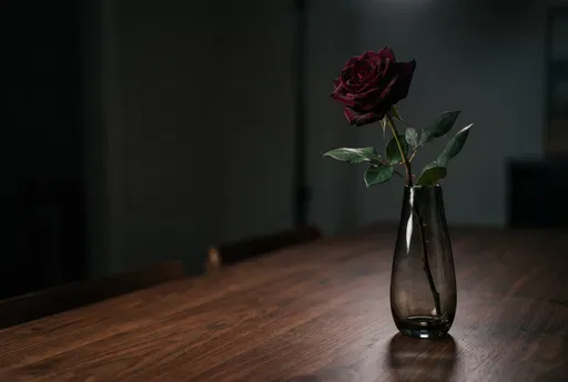 Dark Crimson Rose in Smoked Vase