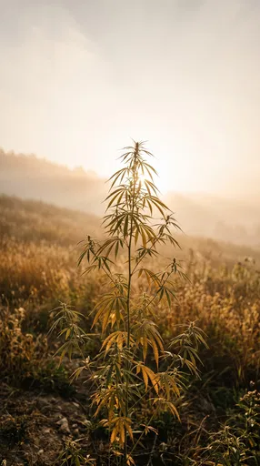 Backlit Cannabis Sativa Plant at Sunrise