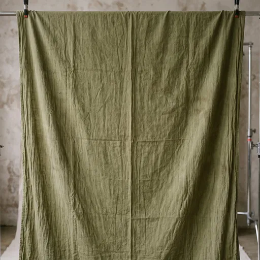 Hanging Olive Green Wrinkled Muslin Backdrop